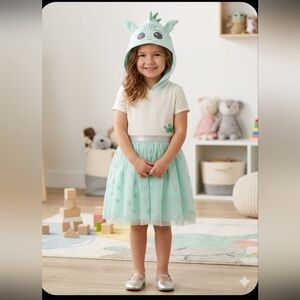 MAD Engine Mint and White Kids Dress with Hood